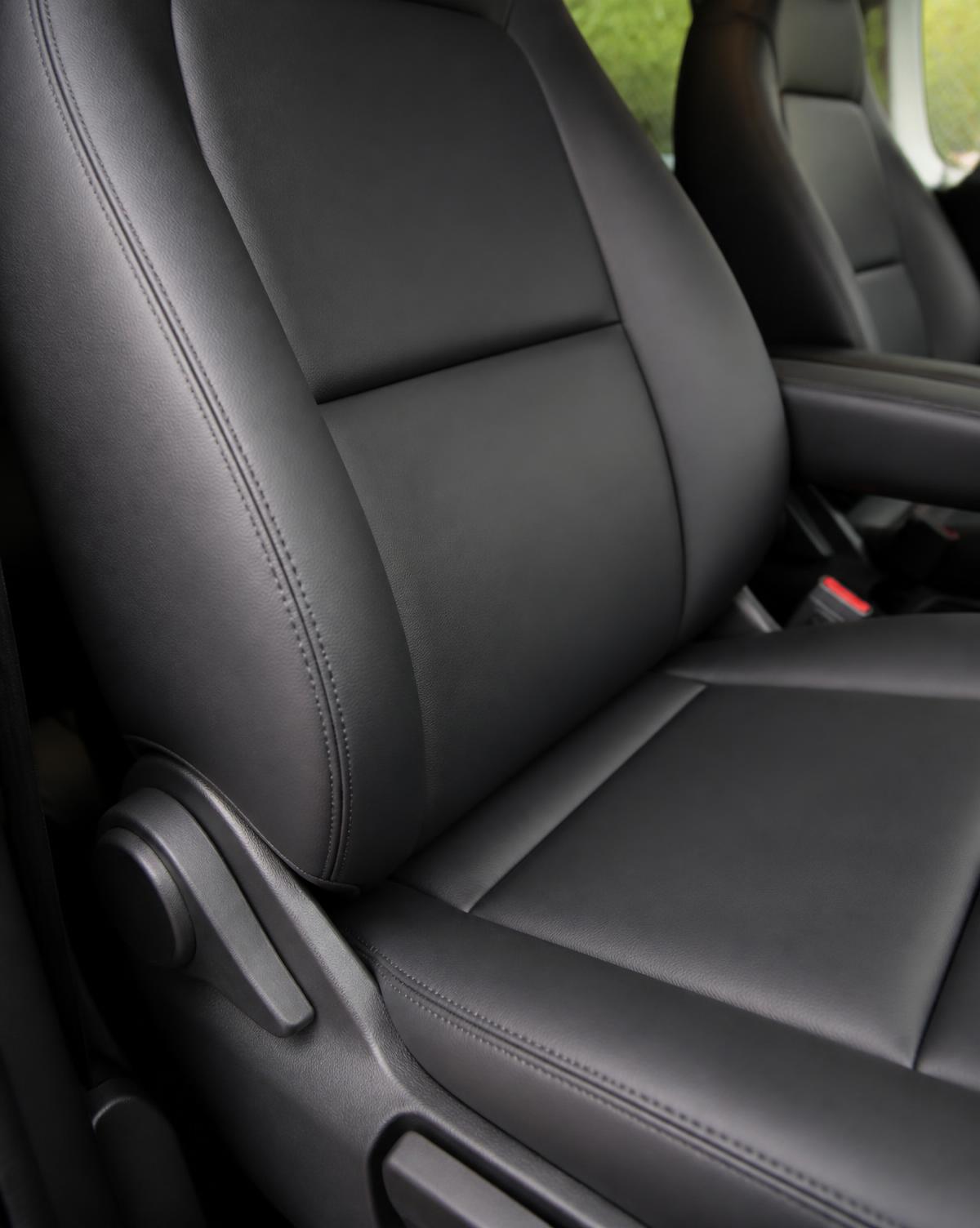 Detail of the Staria leather seat upholstery